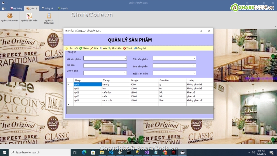 quản lý cafe,C#,winform,C# Cafe Báo Cáo,c# cafe,Cafe